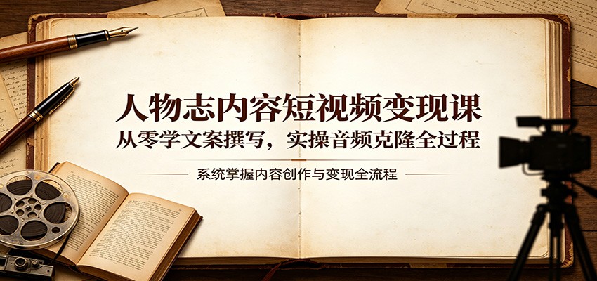 人物志内容短视频变现课：从零学文案撰写，实操音频克隆全过程-网创之家