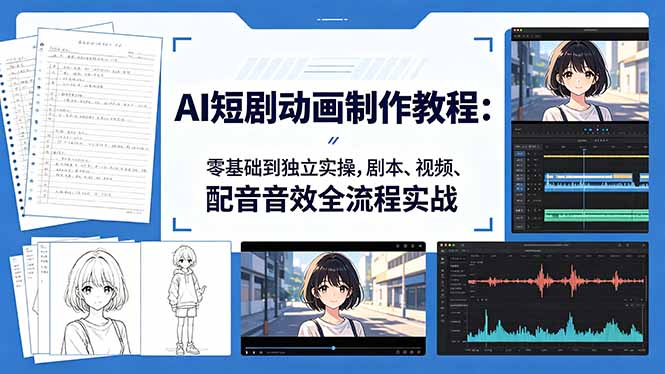 AI短剧动画制作教程：零基础到独立实操，剧本、视频、配音音效全流程实战-网创之家