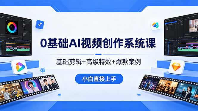 0基础AI视频创作系统课，基础剪辑+高级特效+爆款案例，小白直接上手-网创之家