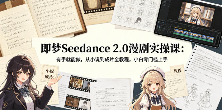 即梦Seedance 2.0漫剧实操课：有手就能做，从小说到成片全教程，小白零门槛上手-网创之家