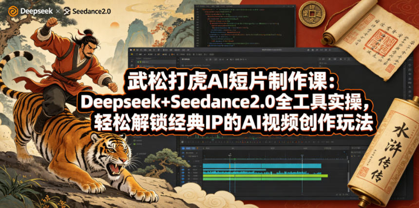 武松打虎AI短片制作课：Deepseek+Seedance2.0全工具实操，轻松解锁经典IP的AI视频创作玩法-网创之家