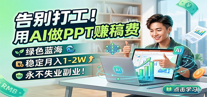 告别打工！用AI做PPT赚稿费，绿色蓝海，稳定月入1-2W，永不失业副业！-网创之家