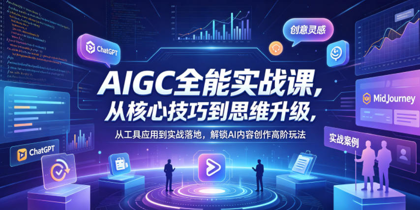 AIGC全能实战课，从核心技巧到思维升级，从工具应用到实战落地，解锁AI内容创作高阶玩法-网创之家