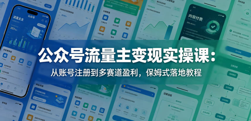公众号流量主变现实操课：从账号注册到多赛道盈利，保姆式落地教程-网创之家