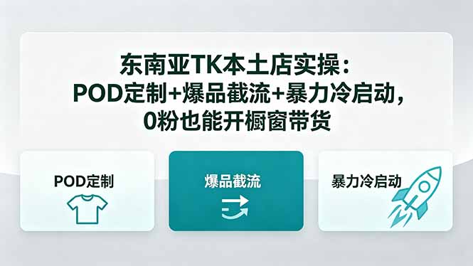 东南亚TK本土店实操：POD定制+爆品截流+暴力冷启动，0粉也能开橱窗带货-网创之家