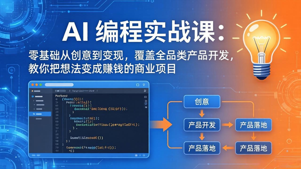AI编程实战课-第三期-5月9更新：零基础从创意到变现，覆盖全品类产品开发，把想法变成赚钱项目-网创之家