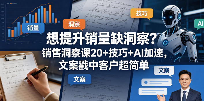 想提升销量缺洞察？销售洞察课20+技巧+AI加速，文案戳中客户超简单【原创双语字幕】-网创之家