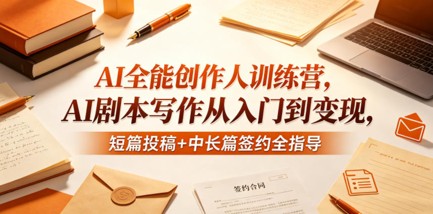 AI全能创作人训练营，AI剧本写作从入门到变现，短篇投稿+中长篇签约全指导-网创之家