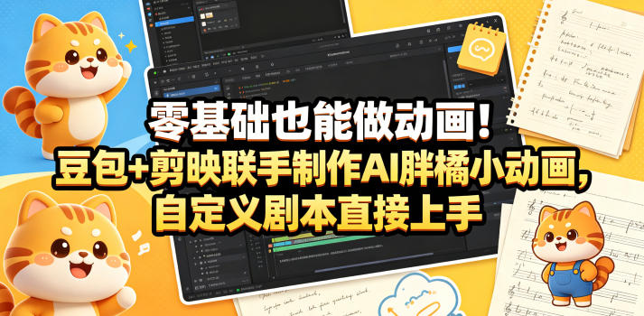 零基础也能做动画！豆包+剪映联手制作AI胖橘小动画，自定义剧本直接上手-网创之家