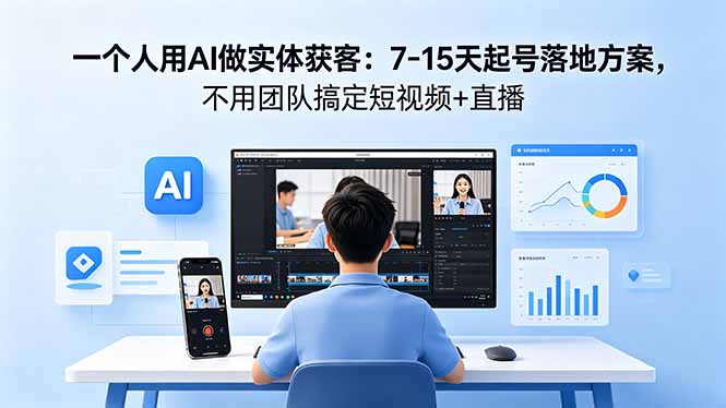 一个人用AI做实体获客：7-15天起号落地方案，不用团队搞定短视频+直播-网创之家