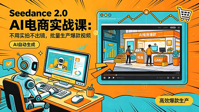 Seedance 2.0 AI电商实战课：不用实拍不出镜，批量生产爆款视频打爆GMV-网创之家