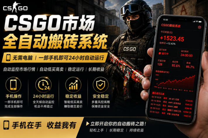24小时自动监控CS饰品市场，手机即可完成全部操作实现自动搬砖盈利，日入300+【揭秘】-网创之家