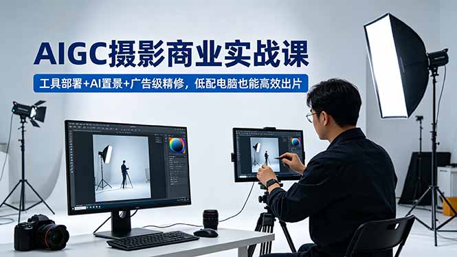AIGC 摄影商业实战课，工具部署+AI置景+广告级精修，低配电脑也能高效出片-网创之家