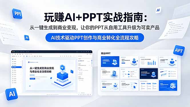 玩赚AI+PPT实战指南-更新5月13：从一键生成到商业变现，让你的PPT从自用工具升级为可卖产品-网创之家