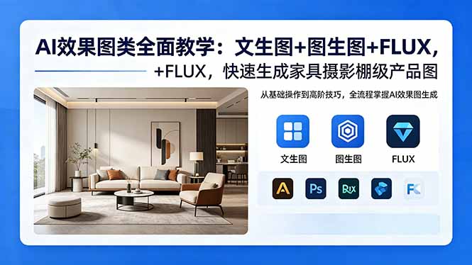AI效果图类全面教学：文生图+图生图+FLUX，快速生成家具摄影棚级产品图-网创之家