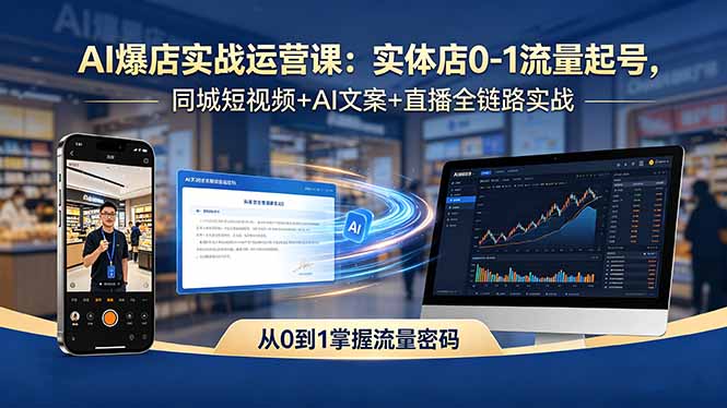 AI爆店实战运营课：实体店0-1流量起号，同城短视频+AI文案+直播全链路实战-网创之家
