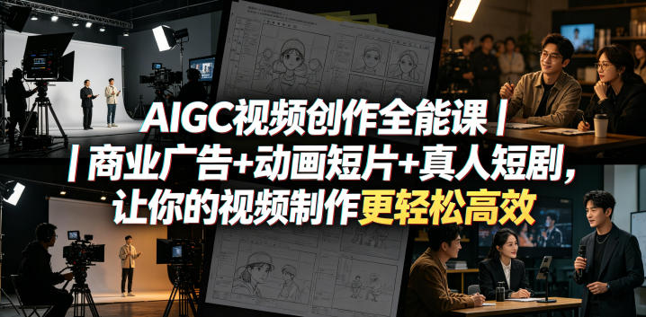 AIGC视频创作全能课｜商业广告+动画短片+真人短剧，让你的视频制作更轻松高效-网创之家