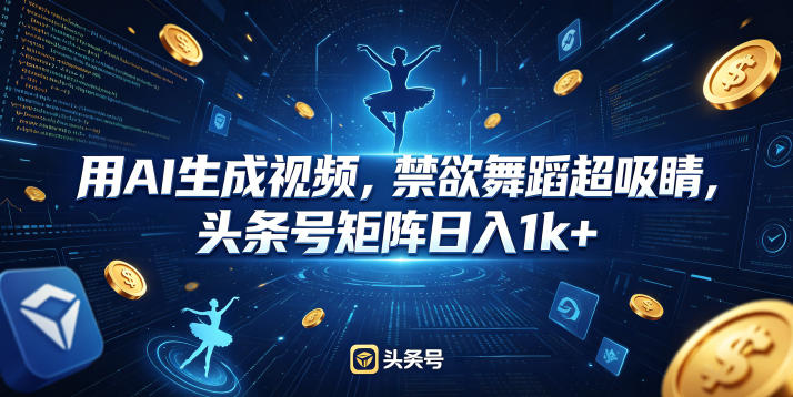 用AI生成视频，禁欲舞蹈超吸睛，头条号矩阵日入1k+-网创之家