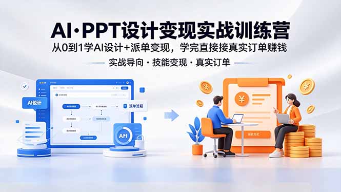 AI·PPT设计变现实战训练营，从0到1学AI设计+派单变现，学完直接接真实订单赚钱-网创之家