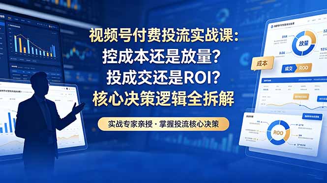 视频号付费投流实战课-5月：控成本还是放量？投成交还是ROI？核心决策逻辑全拆解-网创之家
