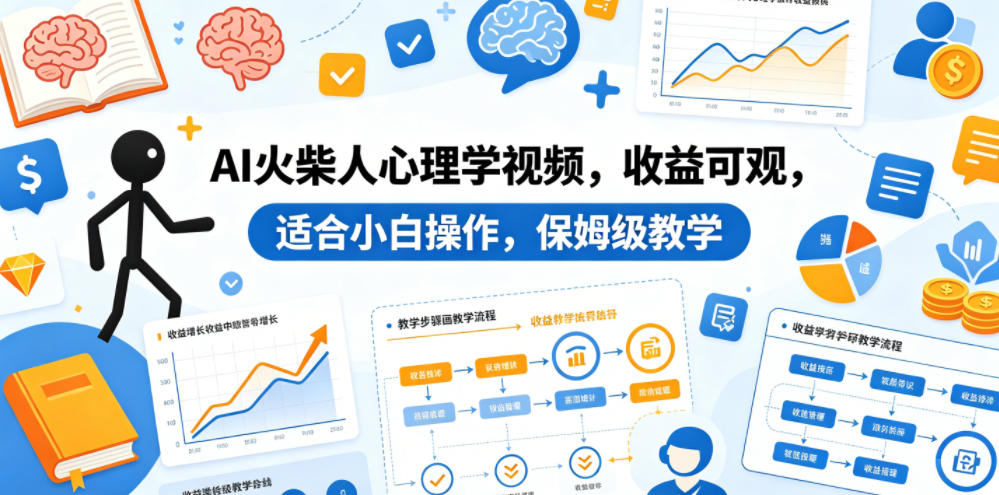 AI火柴人心理学视频，收益可观，适合小白操作，保姆级教学-网创之家