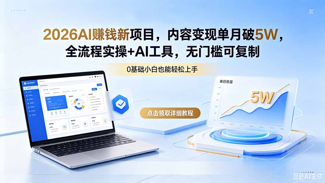 2026AI赚钱新项目，内容变现单月破5W，全流程实操+AI工具，无门槛可复制-网创之家