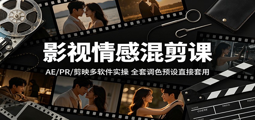 影视情感混剪课：AE/PR/剪映多软件实操，全套调色预设直接套用-网创之家