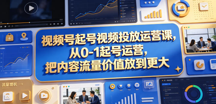 视频号起号视频投放运营课，从0-1起号运营，把内容流量价值放到更大-网创之家