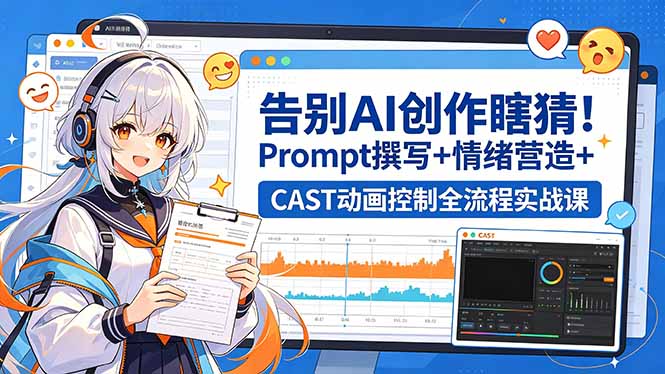 告别AI创作瞎猜！Prompt撰写+情绪营造+CAST动画控制全流程实战课-网创之家