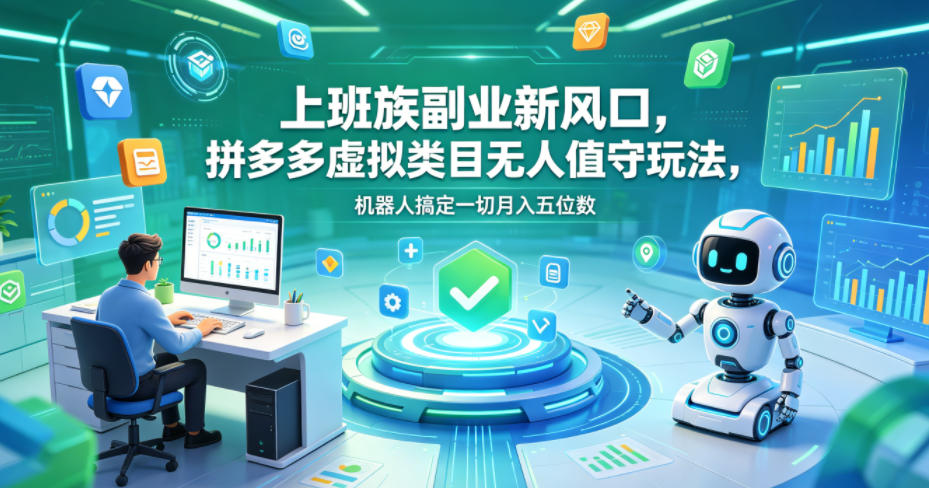 上班族副业新风口，拼多多虚拟类目无人值守玩法，机器人搞定一切月入五位数【揭秘】-网创之家