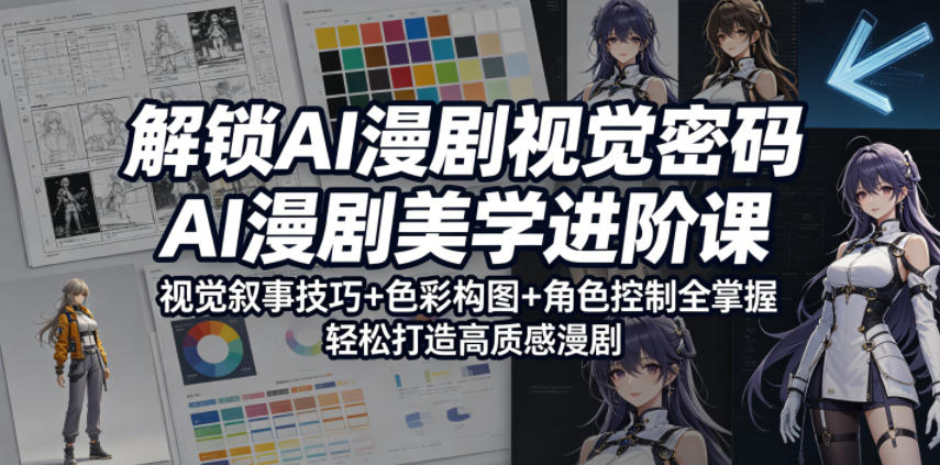 解锁AI漫剧视觉密码，AI漫剧美学进阶课，视觉叙事技巧+色彩构图+角色控制全掌握，轻松打造高质感漫剧-网创之家