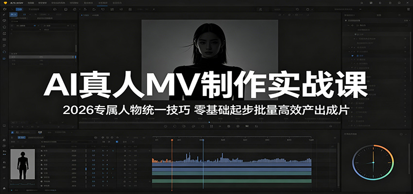 AI真人MV制作实战课：2026专属人物统一技巧，零基础起步批量高效产出成片-网创之家