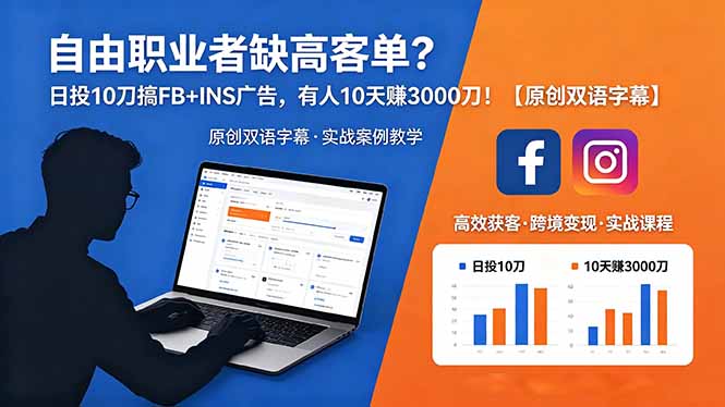 自由职业者缺高客单？日投 10 刀搞 FB+INS 广告，有人 10 天赚 3000 刀！【原创双语字幕】-网创之家