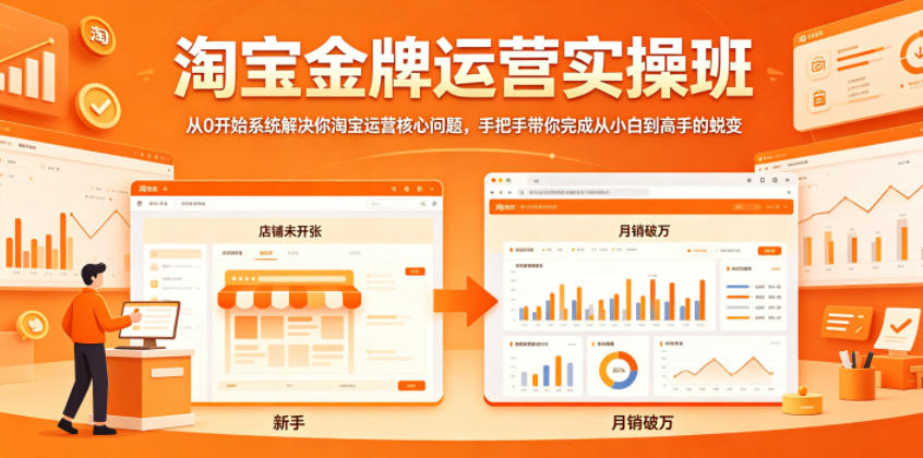 淘宝金牌运营实操班，从0开始系统解决你淘宝运营核心问题，手把手带你完成从小白到高手的蜕变-网创之家