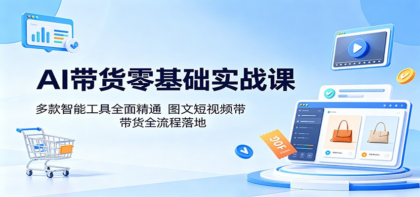 AI带货零基础实战课：多款智能工具全面精通，图文短视频带货全流程落地-网创之家