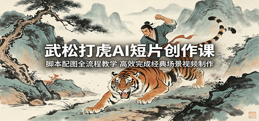 武松打虎AI短片创作课：脚本配图全流程教学，高效完成经典场景视频制作-网创之家