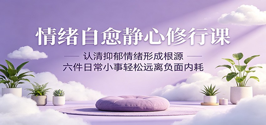 情绪自愈静心修行课：认清抑郁情绪形成根源，六件日常小事轻松远离负面内耗-网创之家