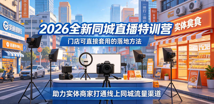 2026全新同城直播特训营，门店可直接套用的落地方法，助力实体商家打通线上同城流量渠道-网创之家