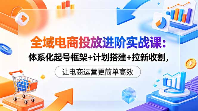 全域电商投放进阶实战课：体系化起号框架+计划搭建+拉新收割，让电商运营更简单高效-网创之家