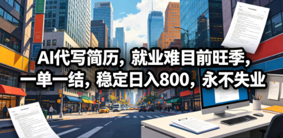 AI代写简历，就业难目前旺季，一单一结，稳定日入800，永不失业-网创之家