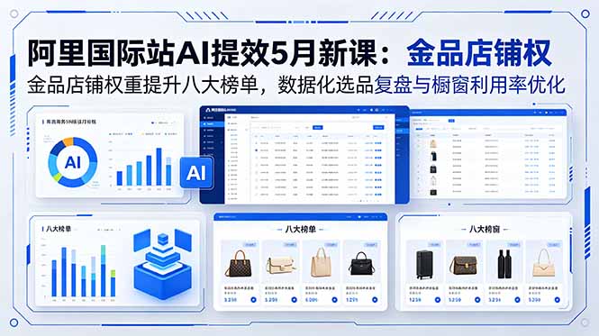 阿里国际站AI提效5月新课：金品店铺权重提升八大榜单，数据化选品复盘与橱窗利用率优化-网创之家