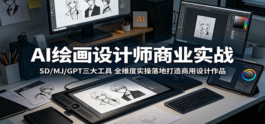 AI绘画设计师商业实战：SD/MJ/GPT三大工具，全维度实操落地打造商用设计作品-网创之家