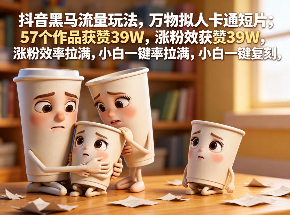 抖音黑马流量玩法，万物拟人卡通短片，57个作品获赞39W，涨粉效率拉满，小白一键复刻，保姆级拆解-网创之家
