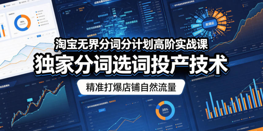 淘宝无界分词分计划高阶实战课，独家分词选词投产技术，精准打爆店铺自然流量-网创之家