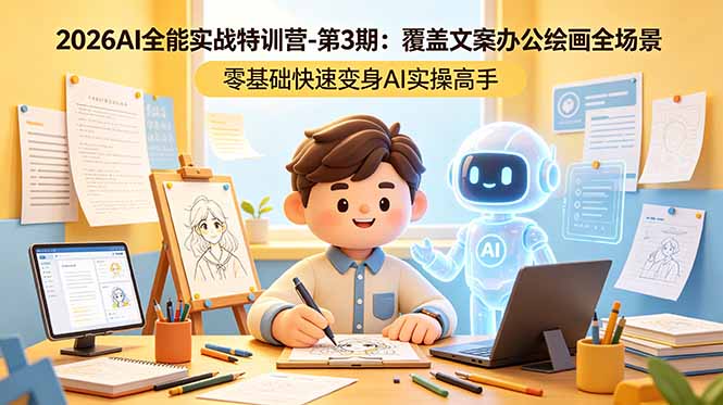 2026AI全能实战特训营-第3期：覆盖文案办公绘画全场景 零基础快速变身AI实操高手-网创之家
