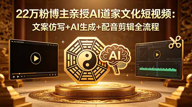 22万粉博主亲授AI道家文化短视频：文案仿写+AI生成+配音剪辑全流程-网创之家