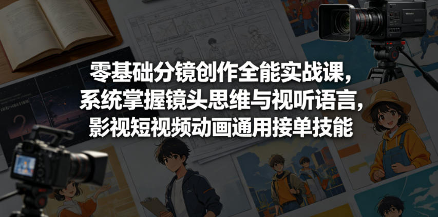 零基础分镜创作全能实战课，系统掌握镜头思维与视听语言，影视短视频动画通用接单技能-网创之家