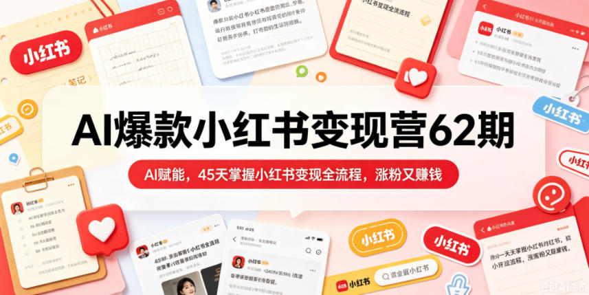 AI爆款小红书变现营62期2026年5月，AI赋能，45天掌握小红书变现全流程，涨粉又賺钱-网创之家