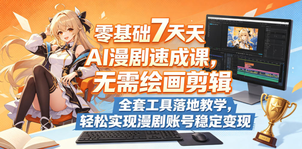 零基础7天AI漫剧速成课，无需绘画剪辑，全套工具落地教学，轻松实现漫剧账号稳定变现-网创之家