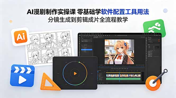 AI漫剧制作实操课 零基础学软件配置工具用法 分镜生成到剪辑成片全流程教学-网创之家